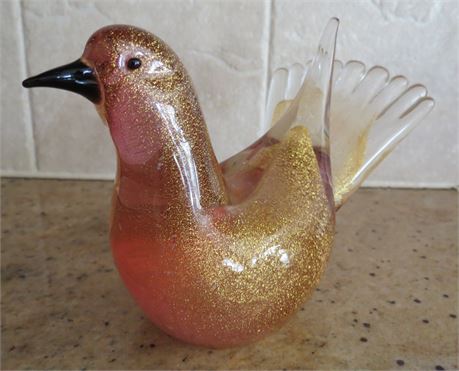 Murano Art Glass Signed Bird Figurine