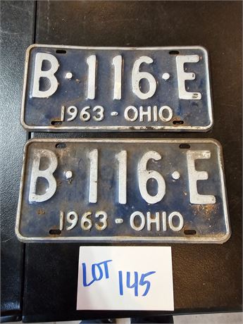 Vintage 1963 Ohio License Plate Set