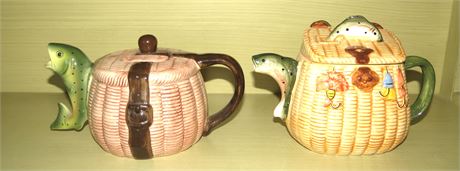 Ceramic Fish Basket Pitchers/Teapots