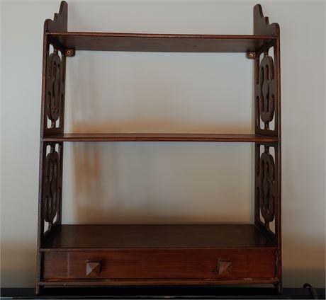 Handmade, Hand Crafted Wooden Wall Shelf w/ Drawer