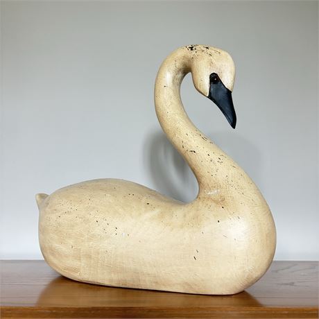 Large Decorative Wooden Swan - 12.5"T x 16.5"L