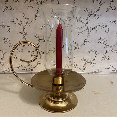 Baldwin Large Brass Hurricane Candle Holder - 8"D x 13"T