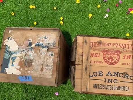 Vintage Produce Wood Crate Lot of 2