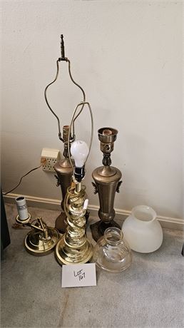 Mixed Table Lamps- Brass Urn Lamp Set, Brass Lamp & More