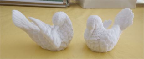 2 White Dove Figurines