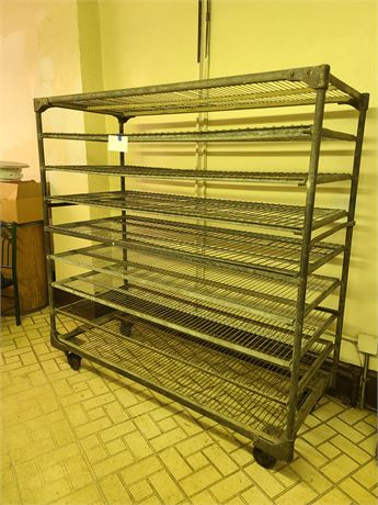 Commercial Grade Heavy Metal Cooling-Drying Rack on Wheels