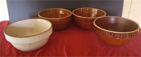 4 large Pottery bowls