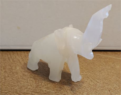 Vintage White Onyx Elephant Figure