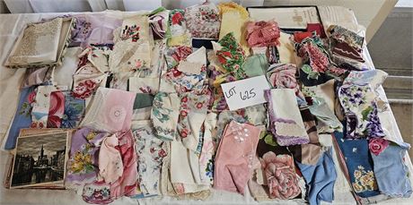 Large Lot of Mixed Vintage Hankies-Holiday/Floral/Crocheted/Belguim Lace & More