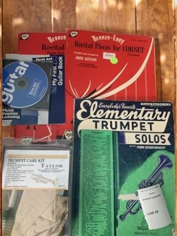 Trumpet Cleaning Kit, Trumpet, Guitar and Piano Music Books