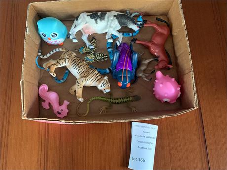Plastic Horse, Lizard, Tiger Figures, Pufferfish & Owl Toys