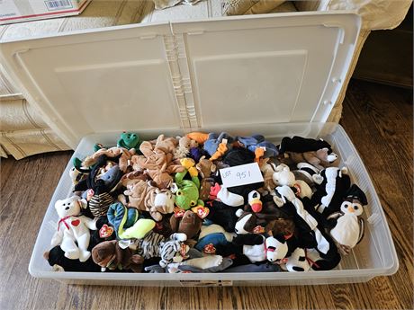 Large Tote of Mixed Beanie Babies
