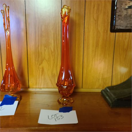 Viking Orange Popsicle Art Glass Stretch Vase