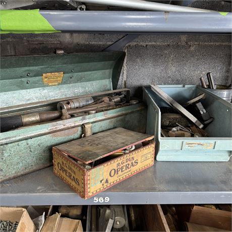 Shelf Contents - Old Toolbox with Tools and More