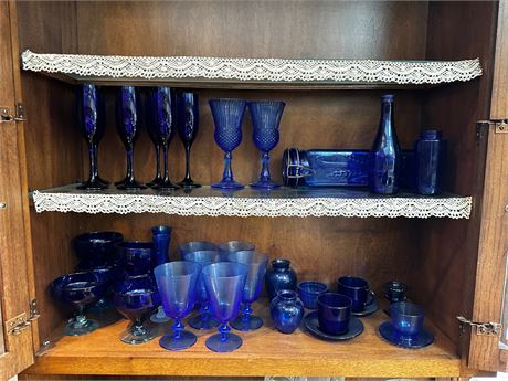 Large Collection of Cobalt Glass