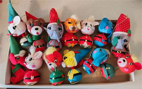 Vintage Felt/Styrofoam Circus Christmas Animals~Japan-Set of 13