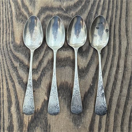 Antique Sterling Silver Teaspoons w/ M Monogram - 63.6 grams