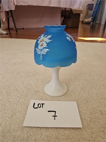 Westmoreland Satin Blue Floral Pedestal Fairy Lamp