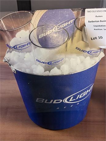 Bud Light 20 Piece Gift Pack - Ice Bucket, 15 Coasters, 4 Pub Beer Glasses