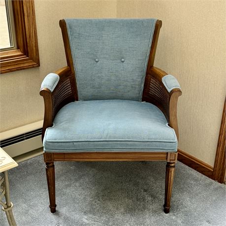 Statesville Ross Blue Upholstered Accent Chair with Cane Sides