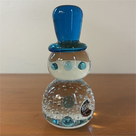 Vintage Kanawha Art Glass Snowman Figurine (5.5"H)