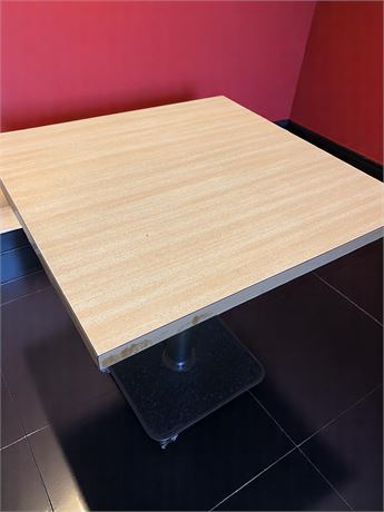 Square Wood Restaurant Pub Booth Table With Metal Pedestal Stand (Vintage)