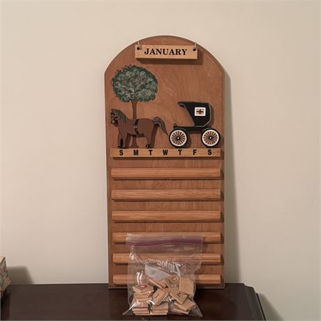 Handcrafted Amish Style Hanging Wood Wall Calendar
