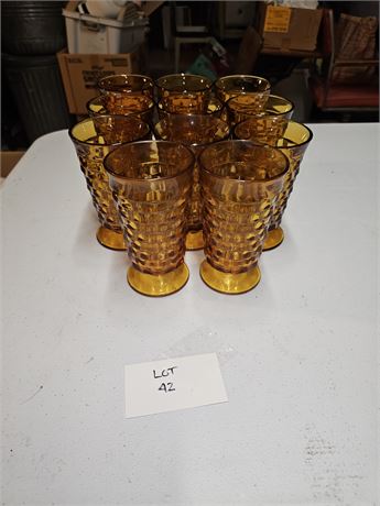 Indiana Glass Amber Colony Pattern Footed Glasses