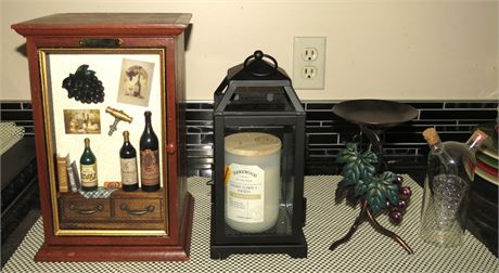 Mixed Lot: CD Chest, Candle Holders