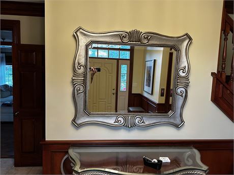 Large Silver Framed Decorative Mirror