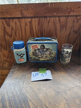 1977 King Kong Lunchbox & Thermos + King Kong Coca Cola Glass