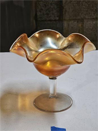 Carnival Glass Marigold Compote Dish