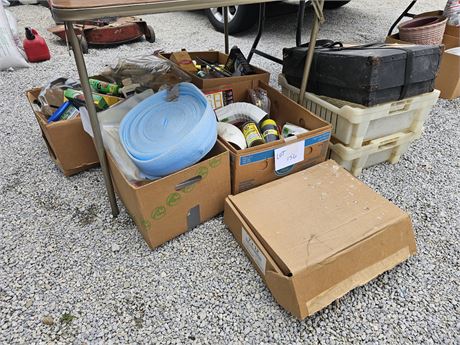 Large Mixed Misc Lot - Boxes Full of Chemicals/Supplies/Hardware/Misc & More