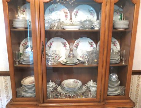 China Cabinet Contents: China, Glassware, Etc