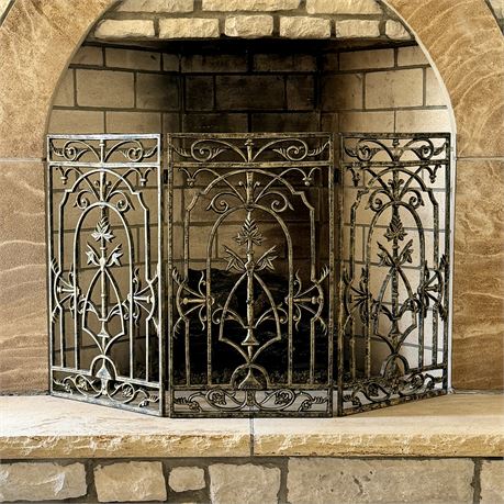 Folding Metal Fireplace Screen