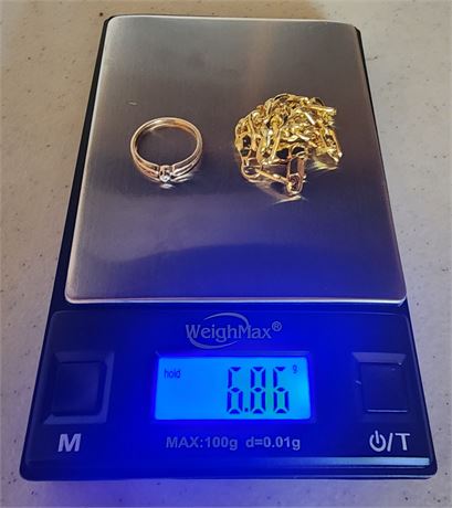 18kt Gold Bracelet, 10kt Gold Ring