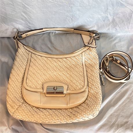 Authentic Coach Woven Leather Hobo Bag