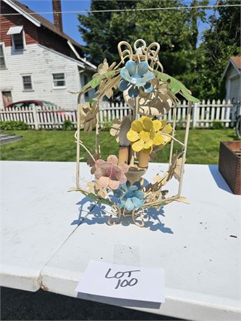 Vintage Italian Metal Toleware Light Fixture C6 Lights