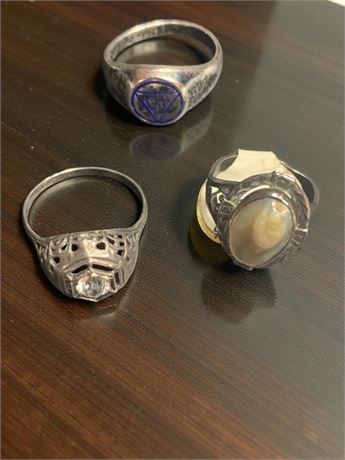 Sterling Silver Ring Lot - Mother of Pearl, YWCA Girl Reserves Signet
