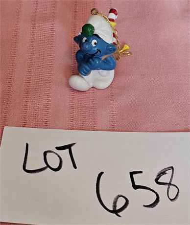 Original Vintage Peyo PVC Smurf Christmas Ornament - No Date