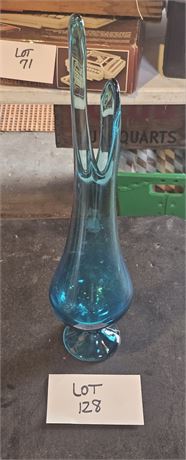 L.E Smith Blue Swung Vase