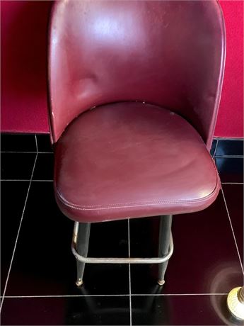 Vinyl Upholstered Metal Framed Bar Stools/Chairs With Backs In Maroon (Vintage)