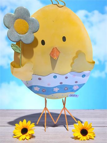 Metal Duck and Egg Standing Easter Decoration