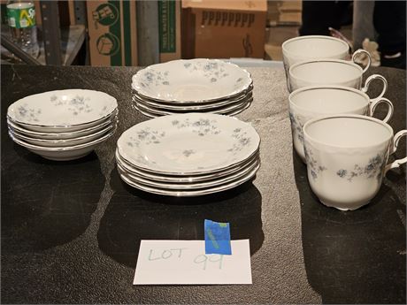 Haviland China Blue Garland Berry Bowls / Saucers & Cups