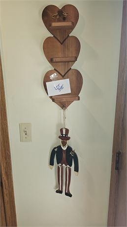 Uncle Sam Wood Decor & Heart Shelf