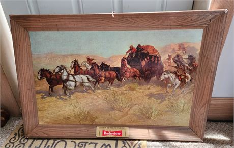 Budweiser "Attack on Overland Stage" Cardboard Print