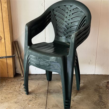 Stackable Green Plastic Chairs - Set of 4