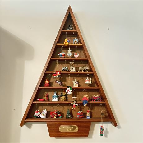 Hallmark Miniature Ornaments With Display Shelf And Boxes