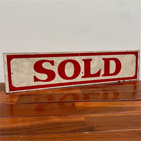 Vintage Double Sided Painted Wood SOLD Realtor Sign - 24"L