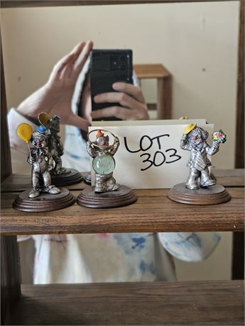 George Good Cast Pewter Clowns With Wood Base's